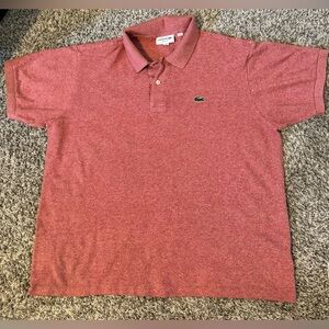 Lacoste Men's red marled LINEN blend classic Fit golf polo shirt size XL